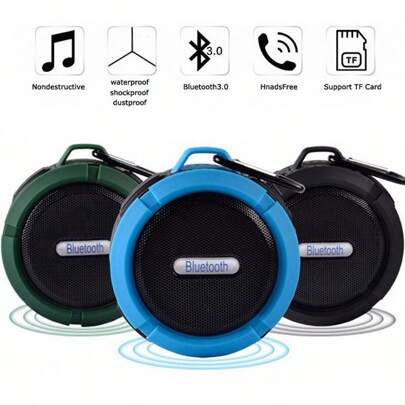 Waterproof Wireless Portable Bluetooth Speaker Music Sound Box, 250mAh Battery Capacity, Outdoor Portable Wireless Bluetooth Speaker, Bathroom Waterproof, Strong Sucker, Mini Stereo Speaker, Hands-Free, TF Card Slot, Subwoofer, Suitable For Phone, Car