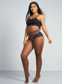 1 Pair Women's 20D Sexy Coffee Brown Tights,Stockings, Fashionable And Simple Pantyhose, Solid Sheer Leggings