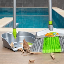 Pa Com Cabo de Lixo Plastica Super Pa Dobravel Alklin Limpeza - Cinza - Visão 6