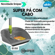 Pa Com Cabo de Lixo Plastica Super Pa Dobravel Alklin Limpeza - Cinza - Visão 5