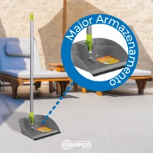 Pa Com Cabo de Lixo Plastica Super Pa Dobravel Alklin Limpeza - Cinza - Visão 10