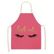 1 件装睫毛延长清洁艺术围裙，透气亚麻材料，睫毛印花围裙，可调节防水厨房围裙，美发沙龙围裙，睫毛延长围裙，睫毛延长工具 - 彩色 - 查看 4