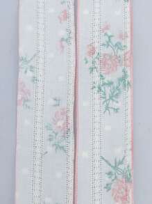 1pc Hollow Floral Chiffon Ribbon Fabric, DIY Sewing Accessories, Garment Decor, Bowknot