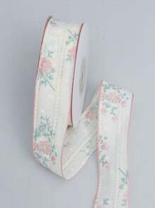 1pc Hollow Floral Chiffon Ribbon Fabric, DIY Sewing Accessories, Garment Decor, Bowknot