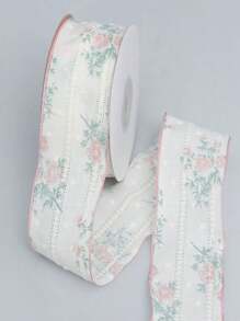 1pc Hollow Floral Chiffon Ribbon Fabric, DIY Sewing Accessories, Garment Decor, Bowknot