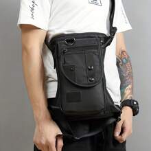 1pc Black Multi-Functional Waist Bag - Casual Oxford Cloth Drop Legs Bag For Fashionable And Convenient Storage Gift Christmas College Bag Belt Bag Bum Bag Gifts Fall Scream Men Bag Travel Bag Winter Christmas Gifts Fanny Pack Fashionable Casual Thanksgiving Purse Holiday Storage Bag Messenger Bag Shoulder Bag Rider Bag Black Bag Hiking Student Large Capacity Multi-Functional Outdoor Portable Vacation Side Bag Leather Bag Hobo Bag Travel Essentials Summer School Bag Pack Spring School Supplies Side Bags For Men Gun Holster - Black - View 3