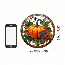 1PC 2D Pumpkin Sun Catcher, Acrylic Round Sign For Window, Porch, Patio, Room, Garden Decoration, Multipurpose Holiday Decorations Stained Window Hanging, Housewarming Gift Kitchen Decor