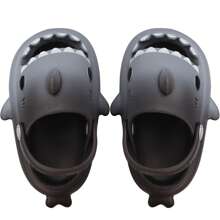 Girls Shark Slippers Boys Summer Cloud Sliders Sandals Cute Soft Lightweight Anti-Slip Beach Pool Shower Shoes Indoor Outdoor - 深灰色 - 查看 3