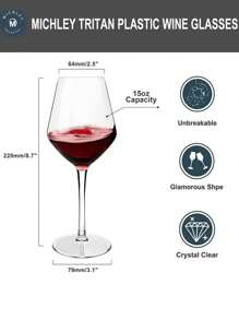 2/4/6PCS Unbreakable Transparent Wine Glasses Tritan Plastic Dishwasher Friendly Glassware Suitable For Camping Parties, Party, Birthday Decoration, Gift For Father