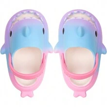 Girls Shark Slippers Boys Summer Cloud Sliders Sandals Cute Soft Lightweight Anti-Slip Beach Pool Shower Shoes Indoor Outdoor - 紫丁香色 - 查看 3