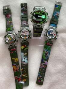 Children's Digital Musical Clock + Flashing Light - 軍綠色 - 查看 2
