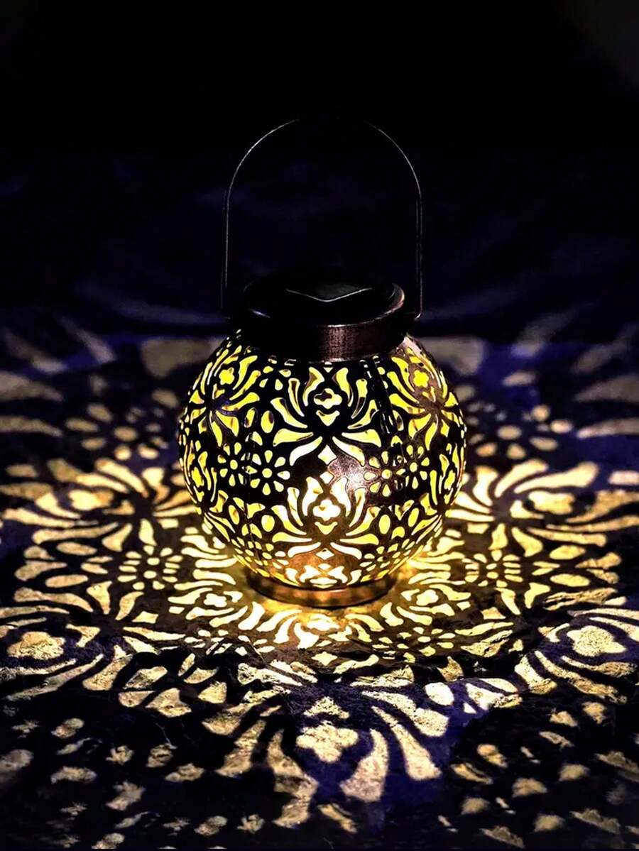 1 Đèn lồng năng lượng mặt trời Đèn lồng treo ngoài trời LED năng lượng mặt trời có chức năng chiếu sao, Đèn năng lượng mặt trời màu trắng ấm cho sân vườn Đèn lồng để bàn cổ điển Chống thấm nước cho sân vườn, lối đi trong sân, Ramadan, Eid Al-Fitr Trang trí