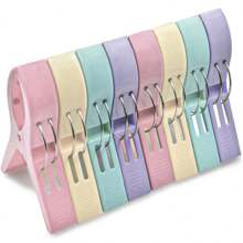 4/8pcs Large Color Clothes Clip, Beach Towel Clip, Multifunctional Towel Clip, Beach Chair Clip, Windproof Clip, Etc., Windproof, Durable And Colorful. Laundry Clip, Chair Clip, Towel Rack, Plastic Clothes Hanging Clip, Suitable For Drying Blankets And Clothes, Pool Chairs, Sun Chairs, Outdoor Activities And Beach Travel, Can Prevent Towels From Being Blown Away