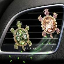 1pc/3pcs Alloy Rhinestone Crystal Gemstone Decor Sea Turtle Car Air Vent Clip Fragrance Holder, Creative Car Interior Fragrance Decor