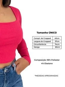 Women's Cropped Top Long Sleeve Second Skin Square Neckline - màu đen - Xem 3