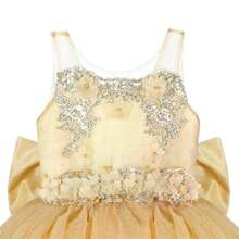 Vestido de Niña Modelo Andrea - Maylin - Largo- Fiesta - Dorado - Ver 5