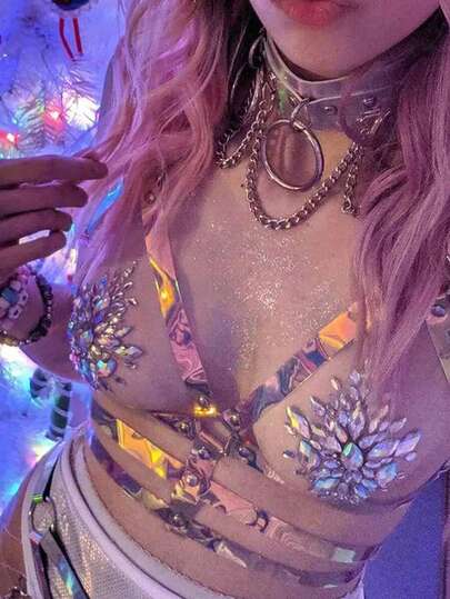 2 Stück/Set Kristall Acryl Nippel Aufkleber für Nachtclub Party