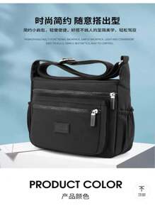 Women's Crossbody Bag, Casual Multi-Pocket Zipper Shoulder Bag - màu đen - Xem 5