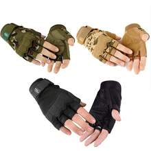 1pair Men Camo Hook-And-Loop Fastener Fashionable Fingerless Gloves For Daily Decoration - Outdoor Half Finger HUMRAD - View 1