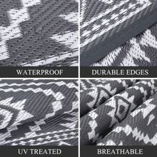 Outdoor Rugs,Reversible Patio Mat 9 X 12 Ft,Waterproof Patio Rug Reversible Plastic Straw Camping Rugs,Rv,Porch,Deck,Camper,Balcony,Backyard - Grey - View 5