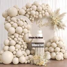 Juego de 5/50/103 piezas de globos con decoración de arco y corona de color crema y arena blanca, 18 12 10 globos de 5 pulgadas de color beige marfil para decoración de fiesta de cumpleaños en diferentes tamaños, Navidad - Blanco arena - Ver 7