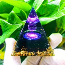 1pc 5cm Pyramid Of Positive Energy, Amethyst Crystal Ball With Protective Crystal Energy Generator, For Stress Relief, Healing Meditation And Attracting Wealth, For Interior Decoration, Perfect Gift