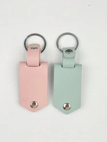 Personalized PU Leather Photo Keychain Blank Sublimation DIY Family Gift Keyring Halloween - Gold - View 3