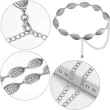 One Piece Women's Metal Chain Belt, Western Oval Concho Chain Belt Adjustable Waist Chain, Suitable For Denim Dress Accessories Waist Chain, Outdoor Casual Decoration, Holiday Party Small Gift Fall, Autumn, Halloween