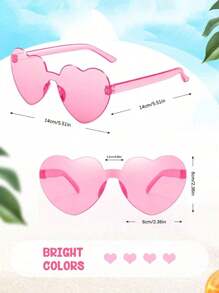 10/5/3/2/1件装心形眼镜，糖果色无框趣味心形眼镜，男女皆宜，派对礼品，女士心形眼镜，时尚心形眼镜，派对眼镜，沙滩配饰，婚礼眼镜，生日派对，旅行，新娘送礼会，单身派对，婚礼，新娘团队礼品 - 粉色 - 查看 3