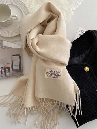 1pc Fashionable Double-Sided Scarf For Women Winter, Thick Warm Fringed Shawl And Wrap Accessories Women