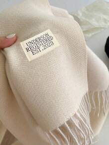 1pc Fashionable Double-Sided Scarf For Women Winter, Thick Warm Fringed Shawl And Wrap Accessories Women - Beige - View 2