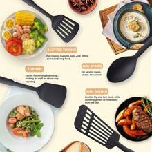全新防滑手柄硅胶厨房用具六件套烹饪家用组合炊具 - 彩色 - 查看 11