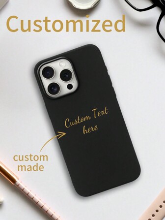 1 st. anpassat textsignatur svart telefonskal kompatibelt med Apple 16 Pro Max/17 Pro Max/17 Air, S24 Ultra, Redmi A17 och andra modeller, anpassade telefonskal, gatustil, mobiltelefoner och accessoarer, säsongens val, moderiktigt personligt telefonskal, pojkvän, flickvän, familj, vänner, mor- och farföräldrar, par, för årsdagar, för födelsedagar