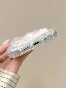 Junk Case Apple Phone Case Featuring Curved Edges, Cream Paint, Pink Heart & Butterfly Design, Shockproof