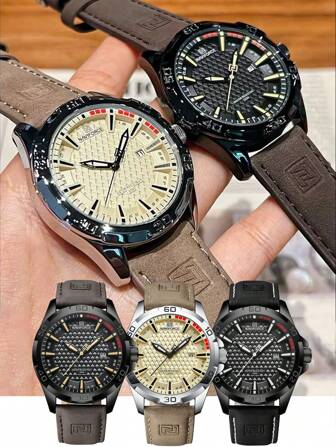  NAVIFORCE Men's Fashion Quartz Watch Men's Leather Strap Sports Waterproof Watch Calendar Clock Men's Leisure Sports Military Watch Business Men's Clock