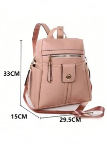 Backpack Bag PU Leather Licha With Multifunctional Case W2006 - 淺粉色 - 查看 3