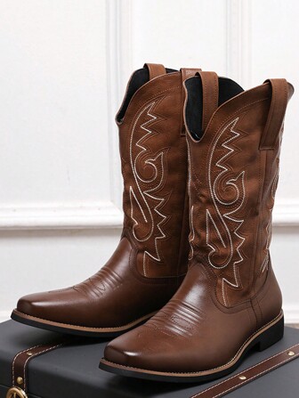 Match met jas, veelzijdige modieuze laarzen voor heren, high-top kunstleren laarzen voor buiten, western cowboylaarzen, chelsea boots passen bij jeans