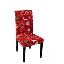 1 Stück/4 Stücke/6 Stücke Stuhlbezüge mit Weihnachtsmann Muster als Weihnachtsdekoration, weicher universell passender Schreibtisch Bezug, abnehmbar und waschbar Anti-Staub Stretch Stuhlschutz