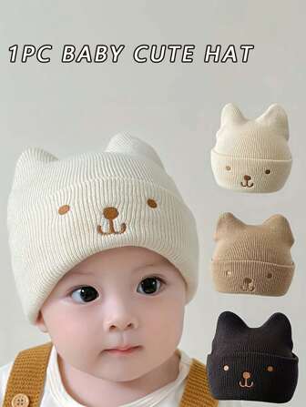 1PC Children's Hats Cute And Super Cute Baby Hats Boys And Girls Knitted Wool Hats Warm In Autumn And Winter Suitable For Outdoor Cold Ion