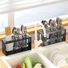 1 kệ thoát nước trên mặt bàn bếp, giá để dao kéo nhà bếp, giá để bàn chải và kem đánh răng, đồ dùng phòng tắm - Nhiều màu - Xem 3