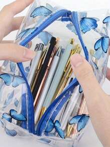1 件化妆铅笔收纳袋拉链防水化妆包透明塑料旅行盥洗袋 PVC 透明化妆包用于化妆刷收纳旅行收纳袋女士/女孩学生旅行收纳袋盥洗袋礼品袋化妆包护肤包旅行必需品浴室收纳袋珠宝收纳袋铅笔盒日常化妆刷架 - 彩色 - 查看 5