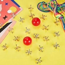 1 set Jacks Game Christmas Leksaker Kit, Inkluderar metalljack och röda gummibollar med väska för vuxna, magnetiskt kampschack, bingokort - Multifärgad - Visa 5