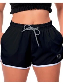 DABLIU DOIS KIT 2 Women's Shorts Black And Colors Loose And Comfortable Fit With Elastic Waistband Adjustable Drawstring And Side Pockets Casual Use Beach Or Workout Gym - 紫色 - 查看 4