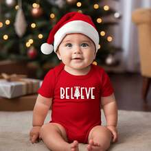 Believe Tree | Baby Graphic Short Sleeve Bodysuit - 紅色 - 查看 4