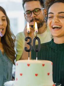 1 pieza Vela con números del 0 al 9 en color negro para decoración de tarta de cumpleaños, Vuelta al cole, Día de San Valentín