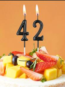 1 pieza Vela con números del 0 al 9 en color negro para decoración de tarta de cumpleaños, Vuelta al cole, Día de San Valentín