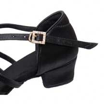 Zapatos de baile latino para mujer, zapatos de baile para práctica,zapatos de baile de salón, zapatos de baile estándar, zapatos de baile latino para mujer, tacón de 2,5 cm - Negro - Ver 4