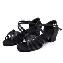 Zapatos de baile latino para mujer, zapatos de baile para práctica,zapatos de baile de salón, zapatos de baile estándar, zapatos de baile latino para mujer, tacón de 2,5 cm - Negro - Ver 1