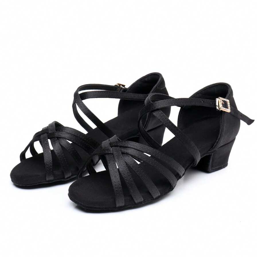 Zapatos de baile latino para mujer, zapatos de baile para práctica,zapatos de baile de salón, zapatos de baile estándar, zapatos de baile latino para mujer, tacón de 2,5 cm - Negro - Ver 1