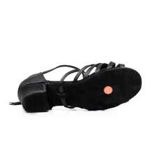 Zapatos de baile latino para mujer, zapatos de baile para práctica,zapatos de baile de salón, zapatos de baile estándar, zapatos de baile latino para mujer, tacón de 2,5 cm - Negro - Ver 3